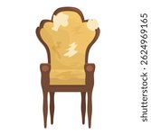 Old fashioned armchair with tall backrest and armrests, fit for a king