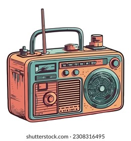 Old fashioned boom box revival analog audio isolated