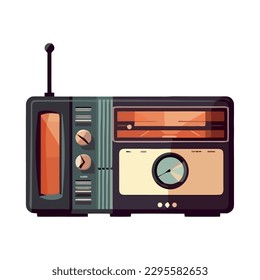 Old fashioned boom box symbolizes obsolete technology isolated