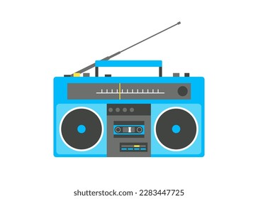 Old fashioned, boombox from 90s, flat vector illustration.