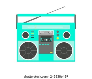 Old fashioned, boombox from 90s, flat vector illustration.