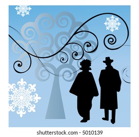 old fashioned christmas scene  with modern twist vector