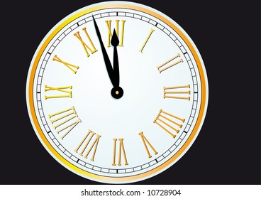 Old fashioned clock that's almost striking twelve