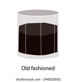 Old Fashioned Cocktail Glass Hand Drawn Flat Vector Icon EPS10