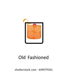 Old Fashioned Cocktail Icon In Flat Style