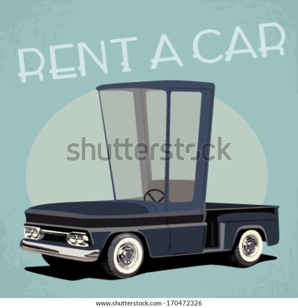 Old fashioned\
comics style rent a car\
poster