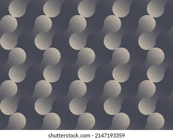 Old Fashioned Extravagant Seamless Pattern Vector Stipple Abstract Background. Metaball Smooth Geometric Grid Structure Retro Grainy Repetitive Texture. Modern Psychedelic Art Continuous Abstraction