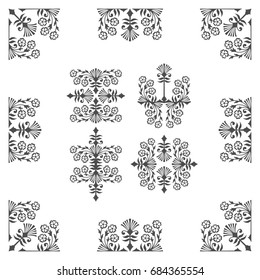 Old fashioned floral design element for textures and backgrounds