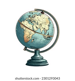 Old fashioned globe symbolizes global communications and education isolated