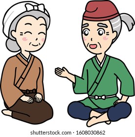 Old fashioned grandpa and grandma.