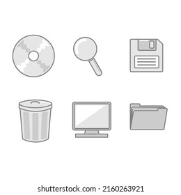Old fashioned grey desktop icons