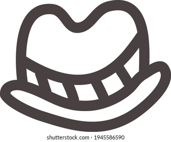 Old fashioned hat, illustration, vector on a white background