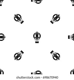 Old fashioned helium balloon with basket pattern repeat seamless in black color for any design. Vector geometric illustration