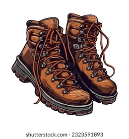 Old fashioned hiking boot over white