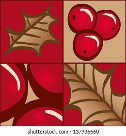 An old fashioned holly berry tile that can be repeated for texture and scaled .