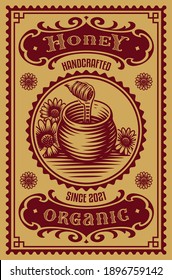 An old fashioned honey label, this template can be used as a package for honey