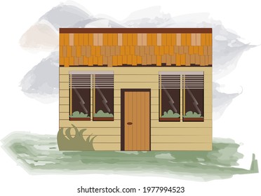 Old fashioned house.  Vector illustration.