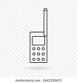 Antiguo teclado de moda de línea de teléfono móvil icono de arte editable golpe, llamada icono de timbre, Botón minimalista teléfono icono de Plantilla Ilustración vectorial de fondo transparente