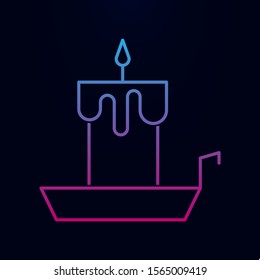 Old fashioned lit candle / candlestick on holder nolan icon. Simple thin line, outline vector of halloween icons for ui and ux, website or mobile application