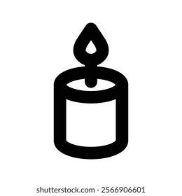 Old fashioned lit candle or candlestick on holder flat vector icon for apps and websites