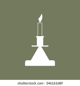 Old fashioned lit candle / candlestick on holder flat icon  