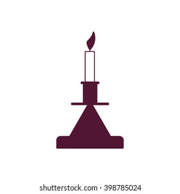 Old fashioned lit candle / candlestick on holder flat icon for apps and websites