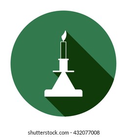Old fashioned lit candle / candlestick on holder flat icon for apps and websites