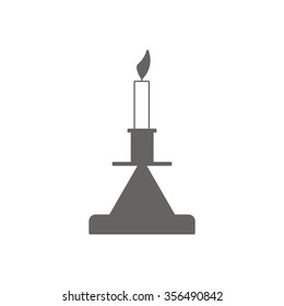 Old fashioned lit candle   flat icon  