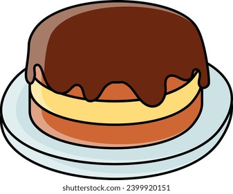 old fashioned Malt Chocolate cake concept, Walnut Fudge Brownie vector color icon design, Fastfood symbol, Grab and go meals sign, Takeout takeaway snack stock illustration