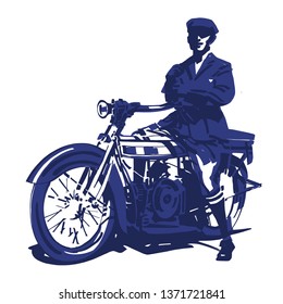 old fashioned man on a motorcycle
