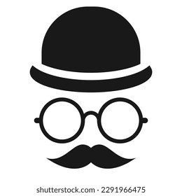 Old fashioned man vector icon isolated on white background, retro style gentleman flat illustration