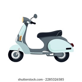 Old fashioned moped transport icon isolated