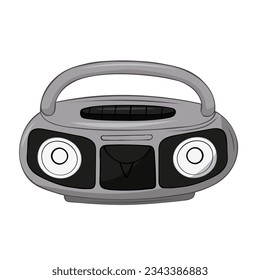 Old fashioned music player, boombox radio. Doodle style cassette player and tape recorder vector illustration.