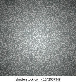 Old fashioned pattern with beautiful curls on grey background