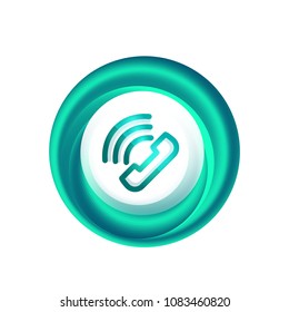 Old fashioned phone button, call center support icon, vector illustration