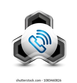 altmodischer Telefonknopf, Call Center Support Symbol, Vektorgrafik