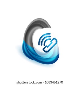 Old fashioned phone button, call center support icon, vector illustration