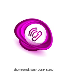 Old fashioned phone button, call center support icon, vector illustration