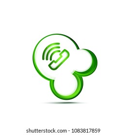 Old fashioned phone button, call center support icon, vector illustration