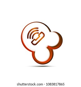 Botón de teléfono a la antigua moda, icono de soporte del centro de llamadas, ilustración vectorial