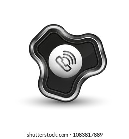 Botón de teléfono a la antigua moda, icono de soporte del centro de llamadas, ilustración vectorial