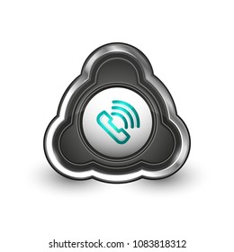 Old fashioned phone button, call center support icon, vector illustration