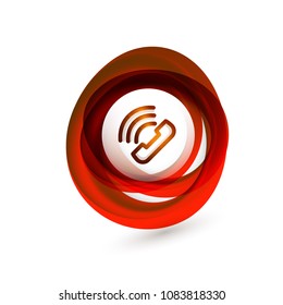 Old fashioned phone button, call center support icon, vector illustration