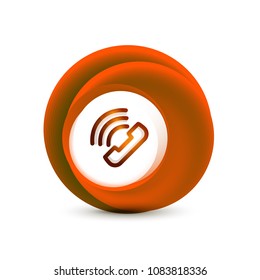 Old fashioned phone button, call center support icon, vector illustration
