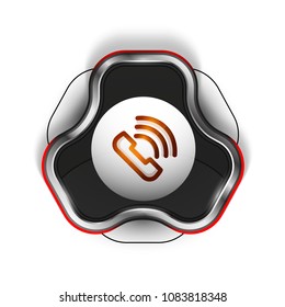 Old fashioned phone button, call center support icon, vector illustration
