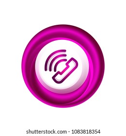 Old fashioned phone button, call center support icon, vector illustration