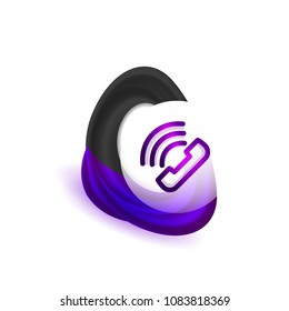 Old fashioned phone button, call center support icon, vector illustration