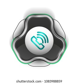 Old fashioned phone button, call center support icon, vector illustration