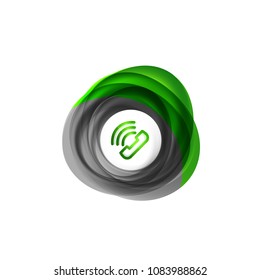 Old fashioned phone button, call center support icon, vector illustration