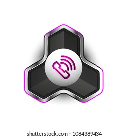 Old fashioned phone button, call center support icon, vector illustration